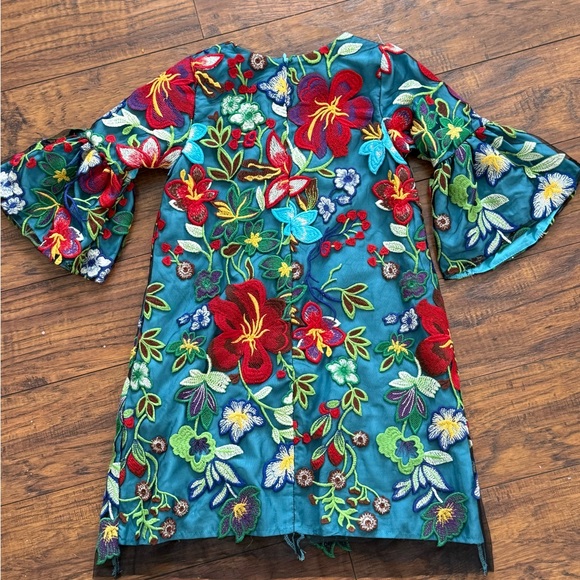 Halabaloo Multicolor Floral Embroidered Dress | Size 6 - Picture 2 of 3